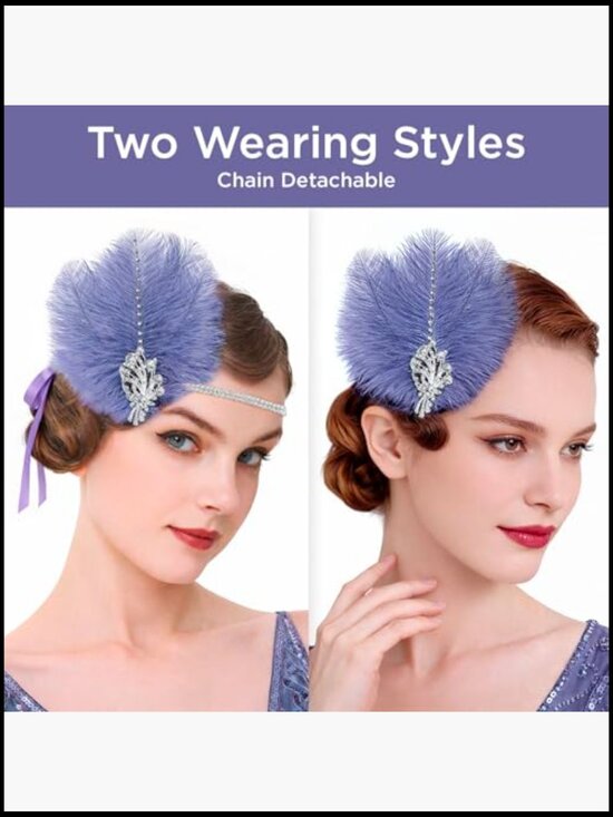 1920s Feather Headpiece Flapper Headband Great Gatsby Vintage Costume Accessory main image 5